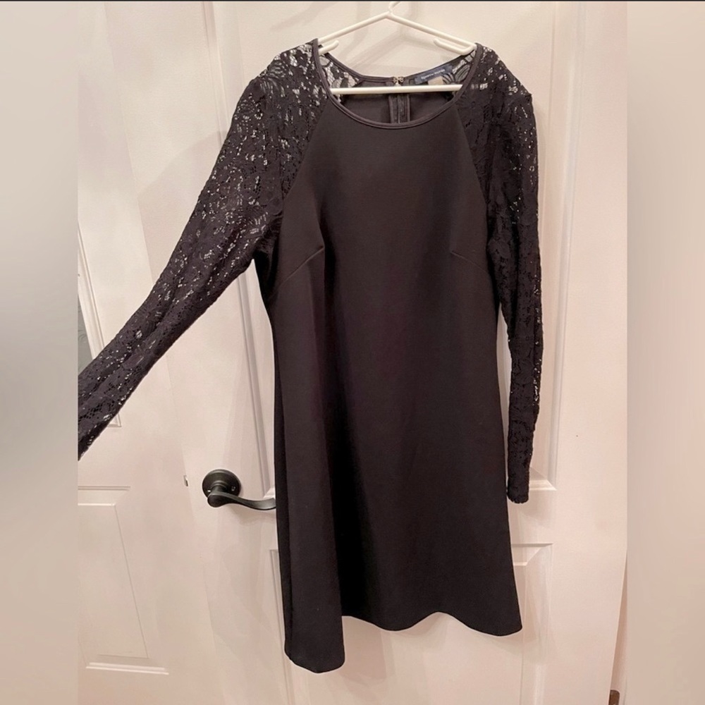 Lace sleeve black dress